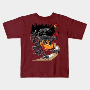 BIG BAD WOLF AND RED RIDING HOOD CARTOON Kids T-Shirt